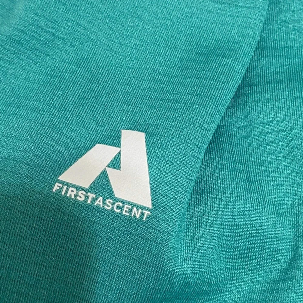 Eddie Bauer First Ascent FreeHeat Mens TXL Teal Green Grid Fleece Quarter Zip